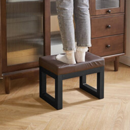 Oira 16 Inch Small Foot Stool Ottoman, Rectangle Pu Faux Leather Foot Rest With Padded Seat And Metal Legs, Modern Ottoman Foot Rest - thumbnail 7