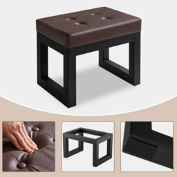 Oira 16 Inch Small Foot Stool Ottoman, Rectangle Pu Faux Leather Foot Rest With Padded Seat And Metal Legs, Modern Ottoman Foot Rest - thumbnail 5