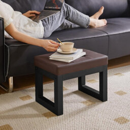 Oira 16 Inch Small Foot Stool Ottoman, Rectangle Pu Faux Leather Foot Rest With Padded Seat And Metal Legs, Modern Ottoman Foot Rest - thumbnail 6