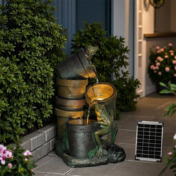 Bumilgar Elegant Solar Fountain Waterfall With Led Lights For Garden And Outdoor Spaces - thumbnail 4