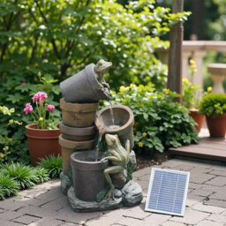 Bumilgar Elegant Solar Fountain Waterfall With Led Lights For Garden And Outdoor Spaces - thumbnail 1