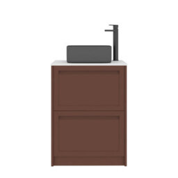 Royal Bathrooms Royal Bathroom Elmore 600mm Terracotta Clay Freestanding Bathroom Vanity Unit 2 Drawer Plain White Worktop With Art Square Basin - thumbnail 7