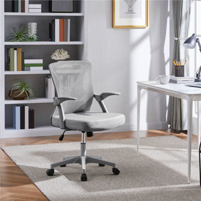 Yaheetech Mesh Office Chair With Flip-Up Armrests - Grey - image 1