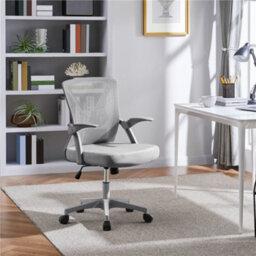 Yaheetech Mesh Office Chair With Flip-Up Armrests - Grey