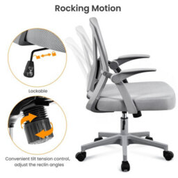 Yaheetech Mesh Office Chair With Flip-Up Armrests - Grey - thumbnail 5
