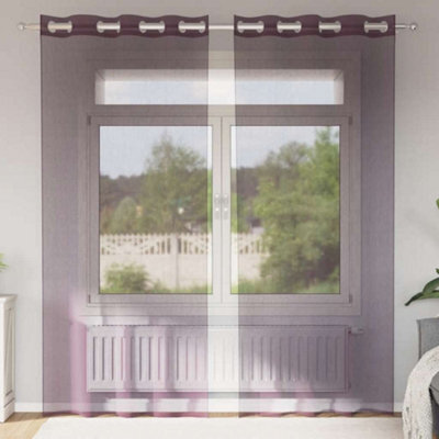Berkfield Voile Curtains With Grommets 2 Pcs Purple 140X225 Cm - image 1