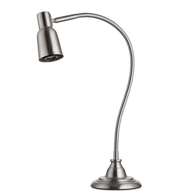 Lighting Supermarket Modern Satin Silver Adjustable Gooseneck Reading Table Lamp With Led Bulb - image 1