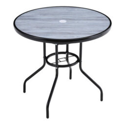 Thehotsale Round Wood Grain Table With Umbrella Hole Coffee Table For Garden 80Cm Dia - thumbnail 3
