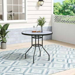 Thehotsale Round Wood Grain Table With Umbrella Hole Coffee Table For Garden 80Cm Dia - thumbnail 2