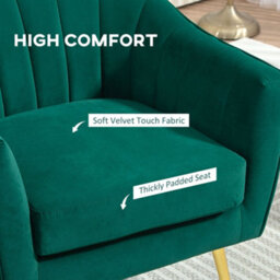 Wyld Haus Rico Nota Velvet Forest Green Shell Back Accent Chair 72Cm - Tub-Shaped Scalloped Velvet-Feel Seat - thumbnail 4
