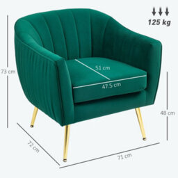 Wyld Haus Rico Nota Velvet Forest Green Shell Back Accent Chair 72Cm - Tub-Shaped Scalloped Velvet-Feel Seat - thumbnail 3