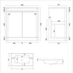 Royal Bathrooms Venice 800mm Gloss White Floor Standing Vanity Unit 2 Door With Ceramic Basin - thumbnail 7