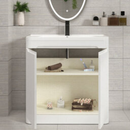 Royal Bathrooms Venice 800mm Gloss White Floor Standing Vanity Unit 2 Door With Ceramic Basin - thumbnail 4