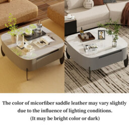 Fativo 80Cmw Large Sintered Stone Marble Coffee Table Drawer Center Table Metal Leg - thumbnail 4