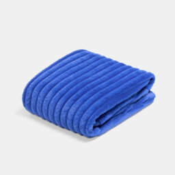 Ohs Faux Fur Ribbed Fleece Throw Over Bed Blanket Winter Warm Supersoft, Cobalt - 125 X 150Cm - thumbnail 3