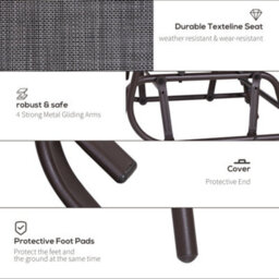 Outsunny Double Glider Companion Rocking Garden Chairs Loveseat Grey And Brown - thumbnail 5