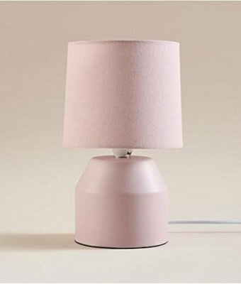 Deenz Modern Chic Ceramic Beside Table Lamp Clean Line Miniature Silhouette Style Fabric Texture Shade Aesthetic Pink 26 X 14 Cm - image 1