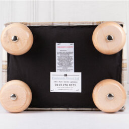 Small Tartan Footstool - Bainbridge Natural Cream - Natural Gloss Bun Feet - thumbnail 4