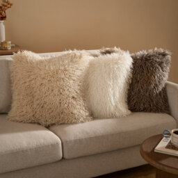 furn. Furn Rowan Faux Fur Feather Filled Cushion, Ecru, 50 X 50Cm - thumbnail 6