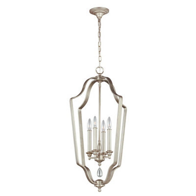 Elegant 4 Bulb Led Ceiling Pendant Light Fixture In Sunrise Silver