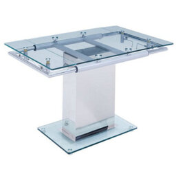 Furniture in Fashion Enke Extending Glass Dining Table With 4 Paris White Chairs - thumbnail 2