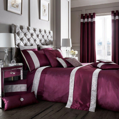 Smart Living Duvet Cover With Pillowcases Polycotton Quilt Bedding Covers Comfy Breathable Comforter Cover Set - Aubergine - image 1
