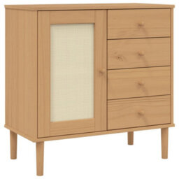 Berkfield Sideboard Senja Rattan Look Brown 80X40X80 Cm Solid Wood Pine - thumbnail 2
