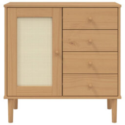 Berkfield Sideboard Senja Rattan Look Brown 80X40X80 Cm Solid Wood Pine - thumbnail 5
