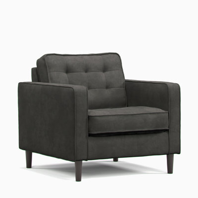Furnishings For Less UK Eden Graphite Chenille Fabric Boxed Arm Single Seater Armchair - image 1