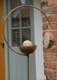 Poppy Forge Freya Bird Crook Feeding Station - Hand Made By Traditional Forge - Steel - L27.9 X W27.9 X H177.8 Cm - Bare Metal/ready To Rust - thumbnail 1