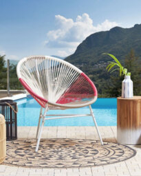 Beliani Garden Chair Acapulco Pe Rattan Fuchsia Pink - thumbnail 2