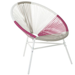 Beliani Garden Chair Acapulco Pe Rattan Fuchsia Pink
