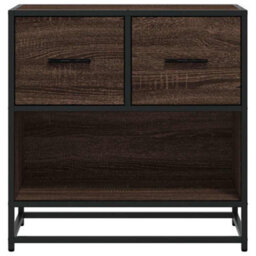 Berkfield Bedside Cabinet Brown Oak 60X31X60 Cm Engineered Wood And Metal - thumbnail 5
