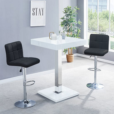 Furniture in Fashion Topaz White High Gloss Bar Table With 2 Coco Black Stools - image 1