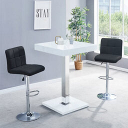 Furniture in Fashion Topaz White High Gloss Bar Table With 2 Coco Black Stools - thumbnail 1