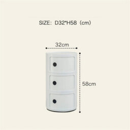 White- 3Tiers Cylindrical Round Storage Cabinet Cupboard Shelf Side End Table Shelf - thumbnail 2