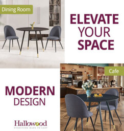 Hallowood Furniture Finley Small Round Dining Table In Black Finish With 2 Curved Back Grey Fabric Chairs - thumbnail 6