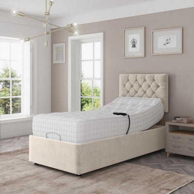 Madison Electric Adjustable Bed Set Fabric Pocket Sprung Mattress Chesterfield Headboard - image 1