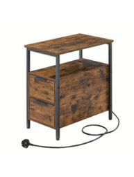 LEDREM Slim Side Table With Charging Station, Narrow End Table With 2 Drawers, Bedside Table With Storage, For Living Room, Bedroom - thumbnail 9