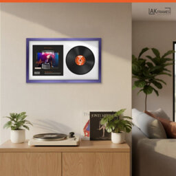 "30X17"" Purple Sleek Vinyl Record Frame With White Mount For 12 Inch Lp Album Cover & Disc - Ak Frames" - thumbnail 5