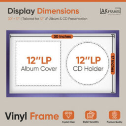 "30X17"" Purple Sleek Vinyl Record Frame With White Mount For 12 Inch Lp Album Cover & Disc - Ak Frames" - thumbnail 2