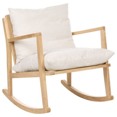 Beliani Rocking Chair Kjevik Wood Light Brown/ Light Beige - image 1