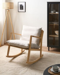 Beliani Rocking Chair Kjevik Wood Light Brown/ Light Beige - thumbnail 2