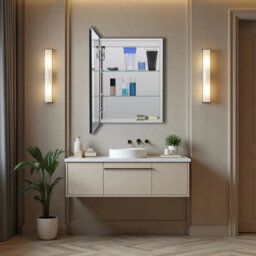 Sline 500X700mm Wall Mounted Metal Bathroom Mirror Cabinet With 3 Lights Modes And Shaver Socket Ip44 - thumbnail 5