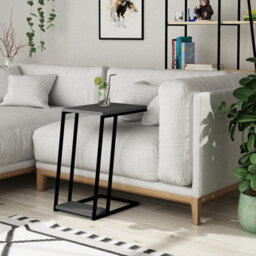 Decortie Pal Modern C-Shape Side End Table 40Cm Metal Frame Anthracite Grey Sofa Lap Multipurpose H 57Cm - thumbnail 1