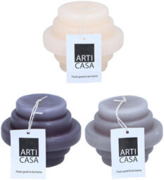 EDCO Arti Casa Round Candle Set Of 3 Unscented Wax Decor (Purple Cream) - thumbnail 1