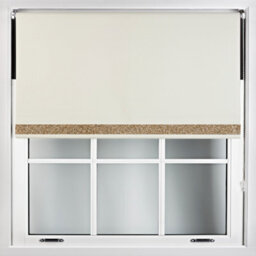 Furnished Cream Blackout Roller Blind With Gold Glitter Edge - Trimmable (W)150Cm X (L)210Cm