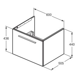 Ideal Standard I.life B Matt Quartz Grey Wood Effect Wall-Mounted Bathroom Vanity Unit (H) 440mm (W) 600mm - thumbnail 4