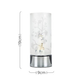 Valuelights Modern Floral Design Glass And Polished Chrome Touch Bedside Table Lamp - thumbnail 7