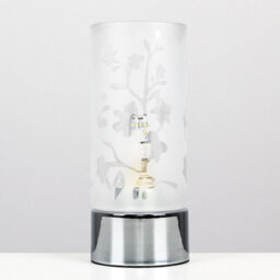 Valuelights Modern Floral Design Glass And Polished Chrome Touch Bedside Table Lamp - thumbnail 4
